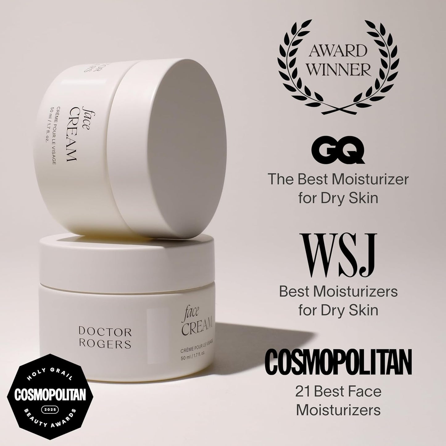 Doctor Rogers Face Cream Moisturizer: Hydrating Facial Cream. With Niacinamide, Shea Butter & Squalane. Anti-Aging & Moisturizing Lotion. Suitable for Sensitive & Dry Skin, 1.7 Ounce (50ml)