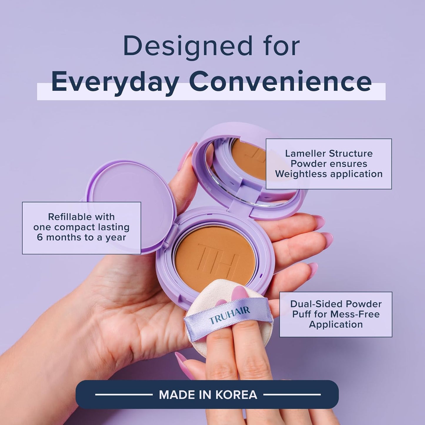 TRUHAIR Root & Scalp Cover Up Pressed Powder Compact Refill, Waterproof, Weightless Hair Coverage & Bald Spot Concealing, Root Touch Up Hair Color for Gray Coverage & Thinning Areas, 0.35 Oz (Auburn)