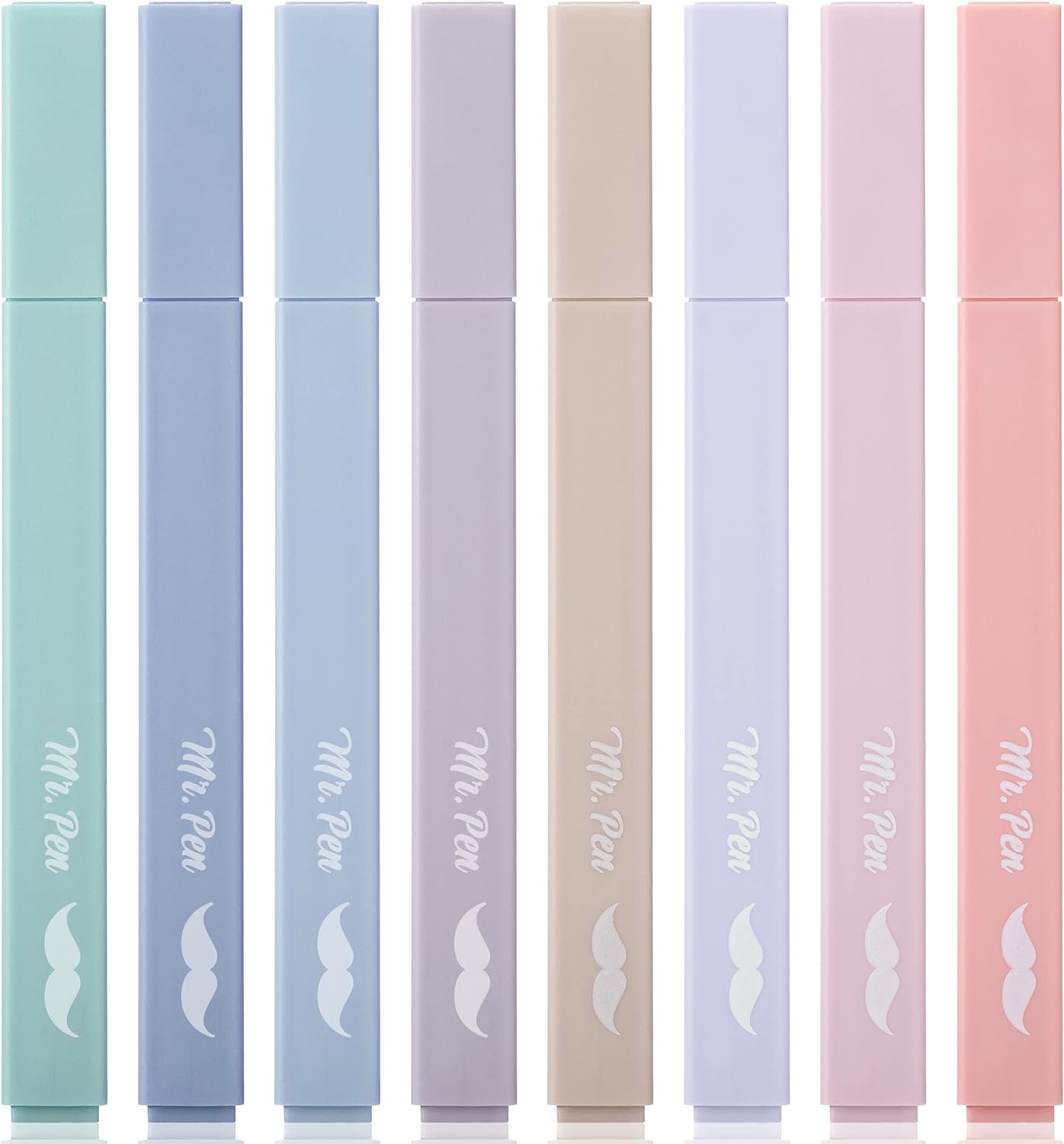 Mr. Pen Aesthetic Highlighters - 8 pcs Chisel Tip Morandi Colors No Bleed Bible Pastel Highlighter Set
