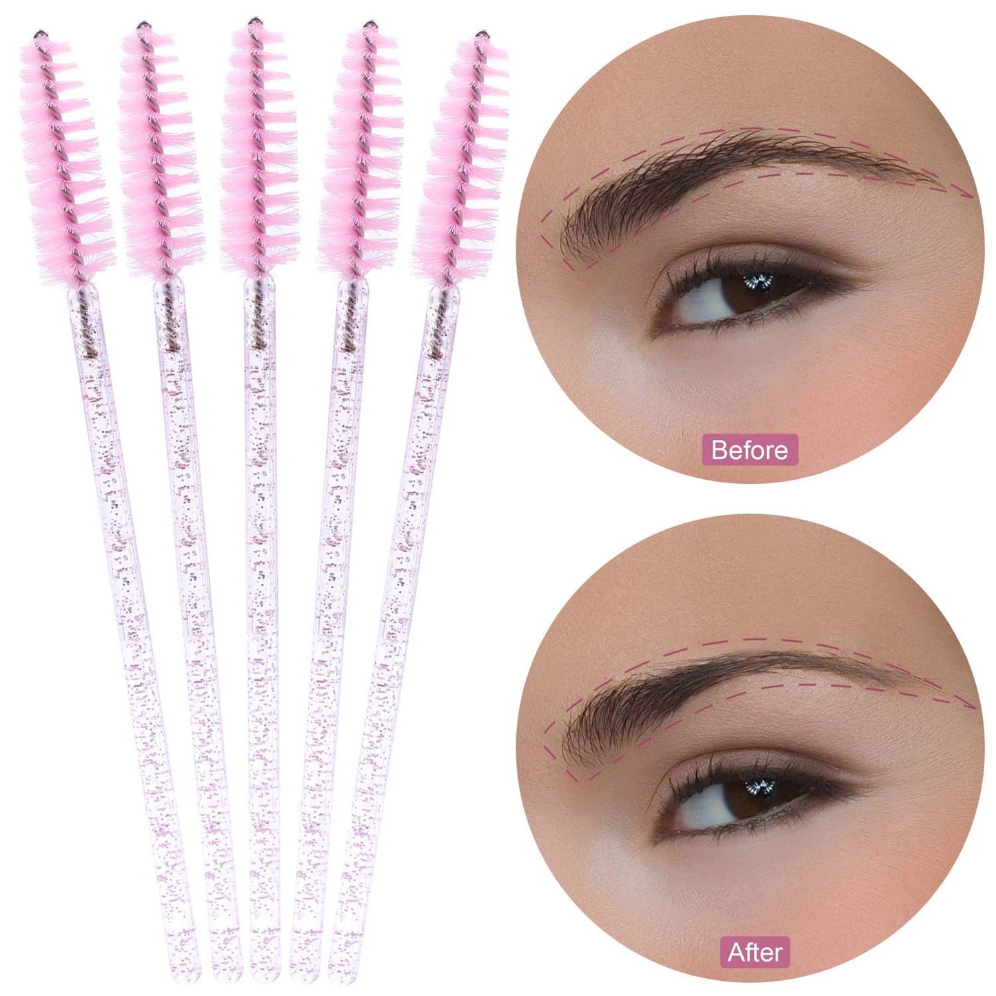 Tbestmax 2000 Disposable Mascara Wands Eyelash Brush Spoolies for Eyebrow Eye Lash Extension Pink