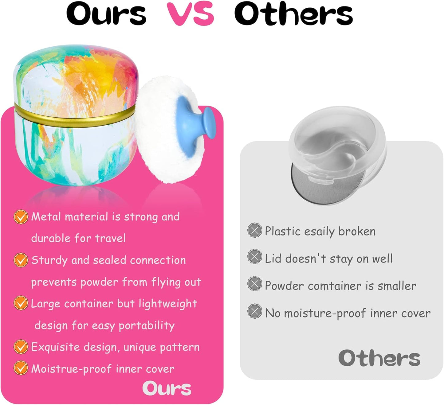 WEMEGA Body Powder Case with Powder Puff Powder Container Tea Box for Baby and Women Powder Puff and Powder Case for Travel (Dreamtime1)