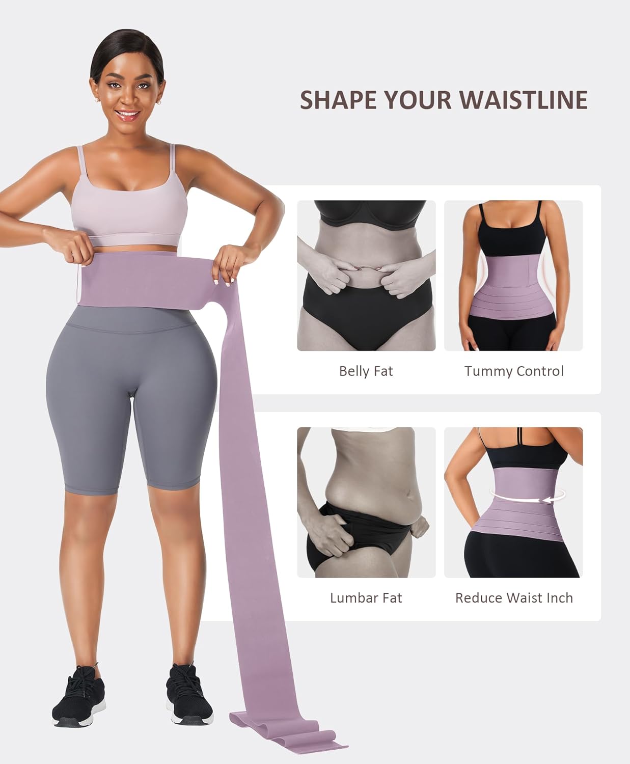 FeelinGirl Waist Trainer for Women Trimmer Belt Waist Cincher Tummy Wrap Plus Size Snatch Me Up Bandage Body Shaper