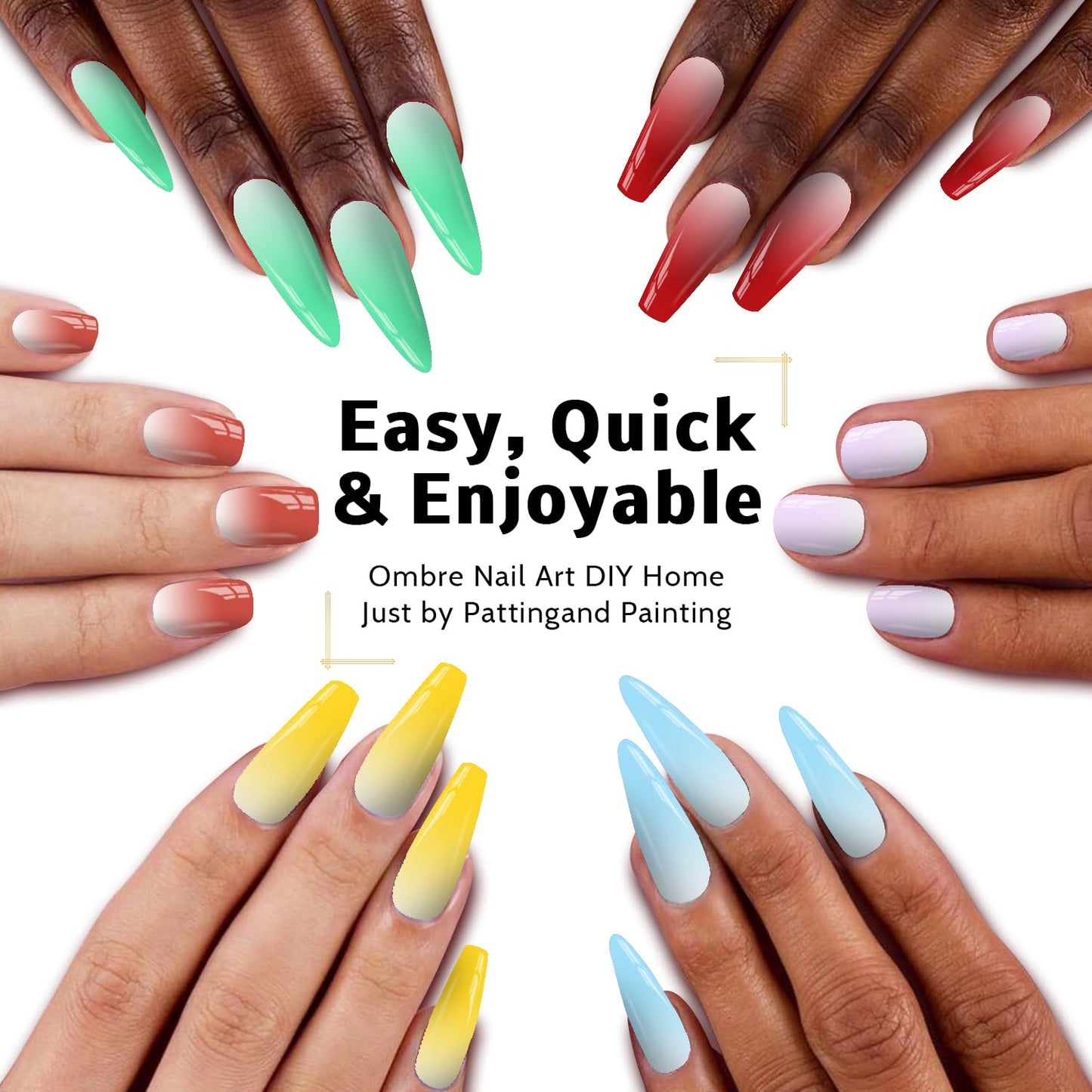 Sponge Pat Paint Nail Gel & Tools Kit, 9 Colors Ombre Nails Gradient Gel Nail Blush Blooming Aura Nails Drawing Stripper Floral Painting Nail Art, No Wipe, UV/LED Curing (9 Colors Set C)