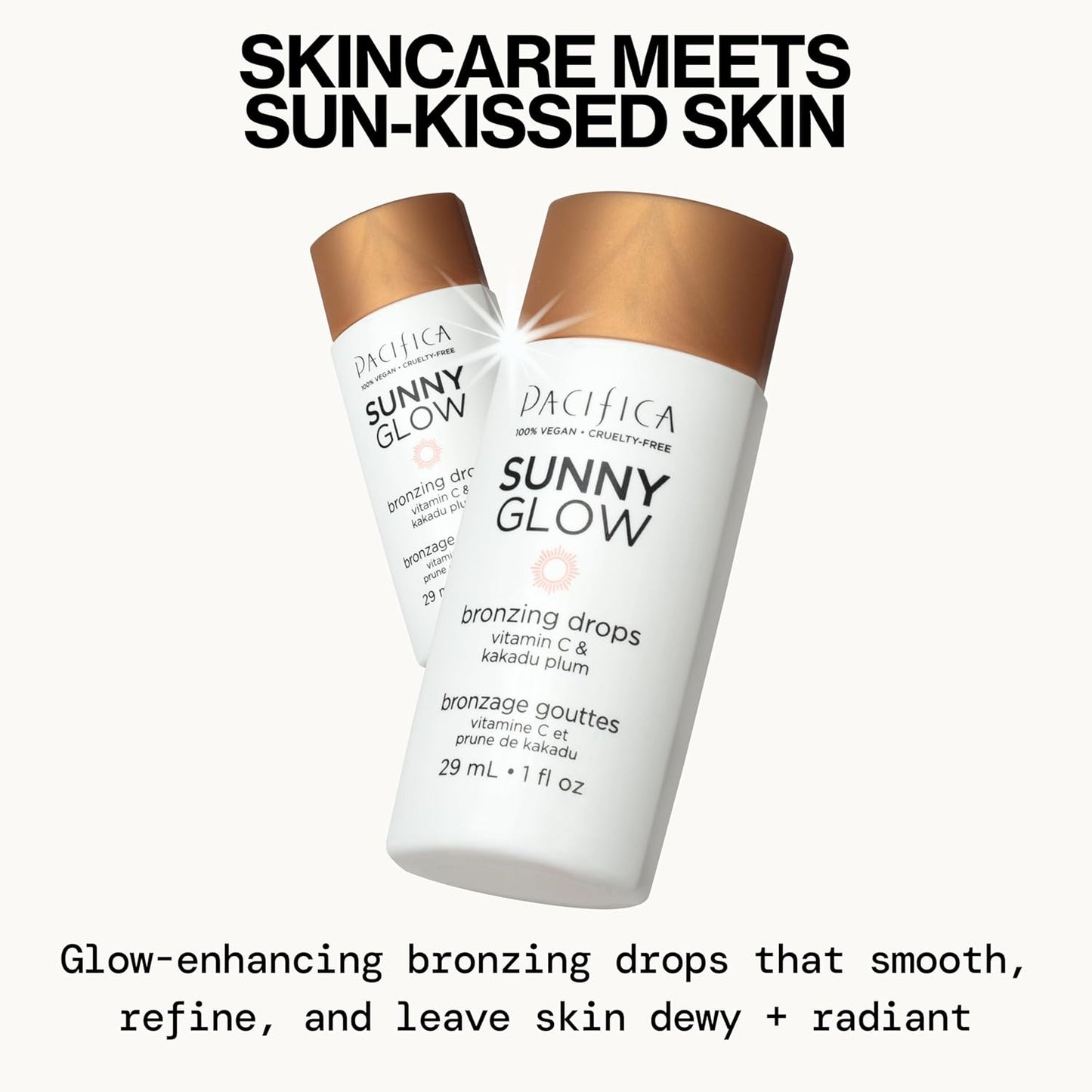 Pacifica Sunny Glow Liquid Face Bronzer Drops - Face Makeup Bronzing For Face & Cheeks for Instant Sun-Kissed Glow - Vitamin C & Glycolic Acid Infused Liquid Bronzer Illuminating Highlighting Clean