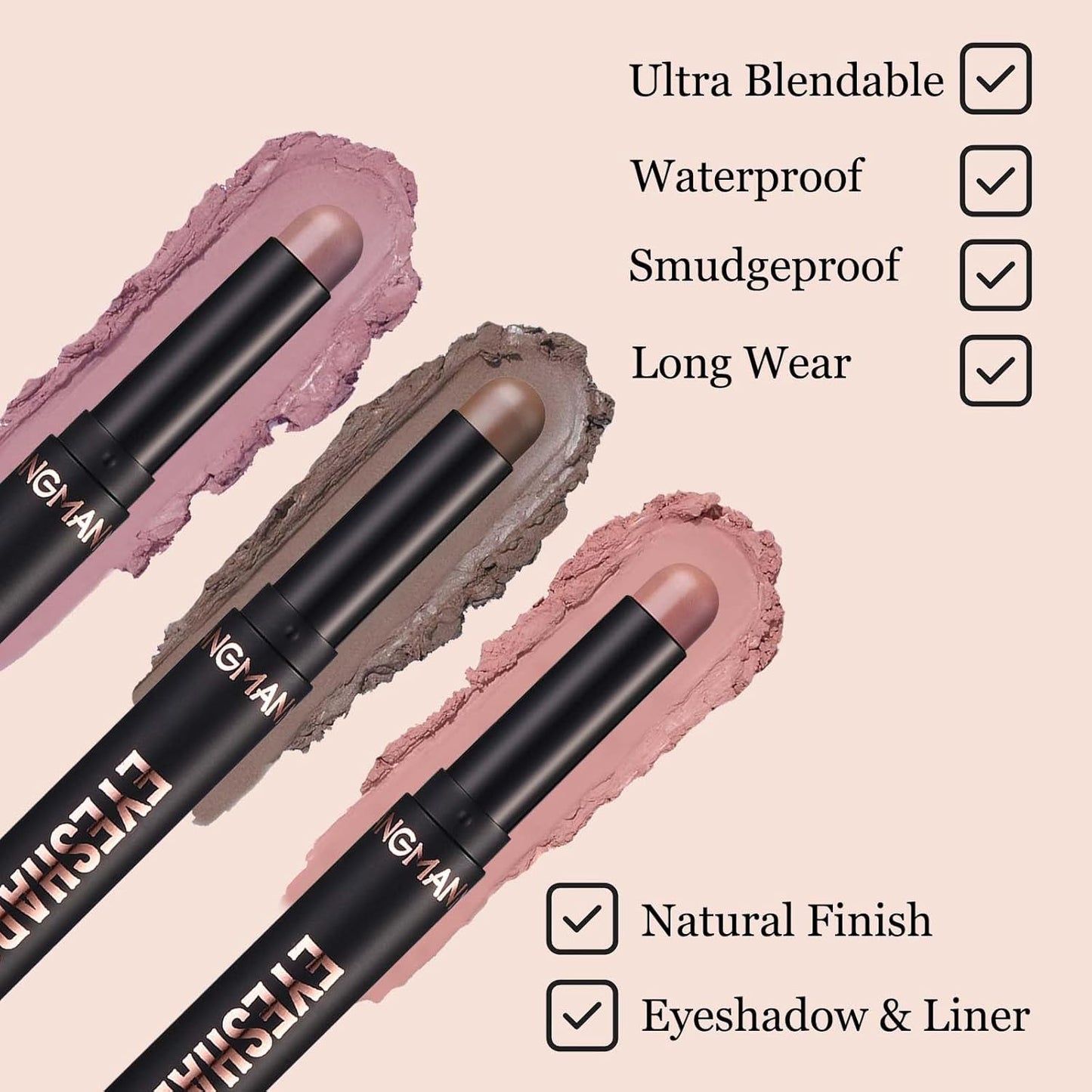 Eyeshadow Stick Cream Single Eyeshadow Pencil Makeup, High Pigmented Crease-proof Eye Shadow Brightener Stick, Hypoallergenic Waterproof Long Lasting eye Highlighter Stick(11# Rose Pink Matte)