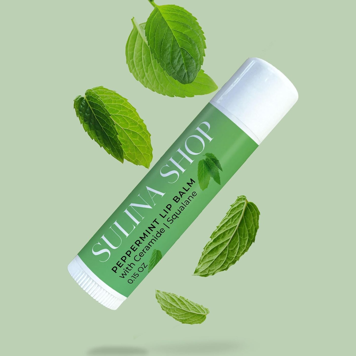 Peppermint Lip Balm with Castor Oil & Vitamin E - Nourishes & Protects Dry Lips, Lip Moisturizer with Ceramide & Squalane, Natural Lip Balm Mint with Deep Hydration for Soft Lips - Lip Repair