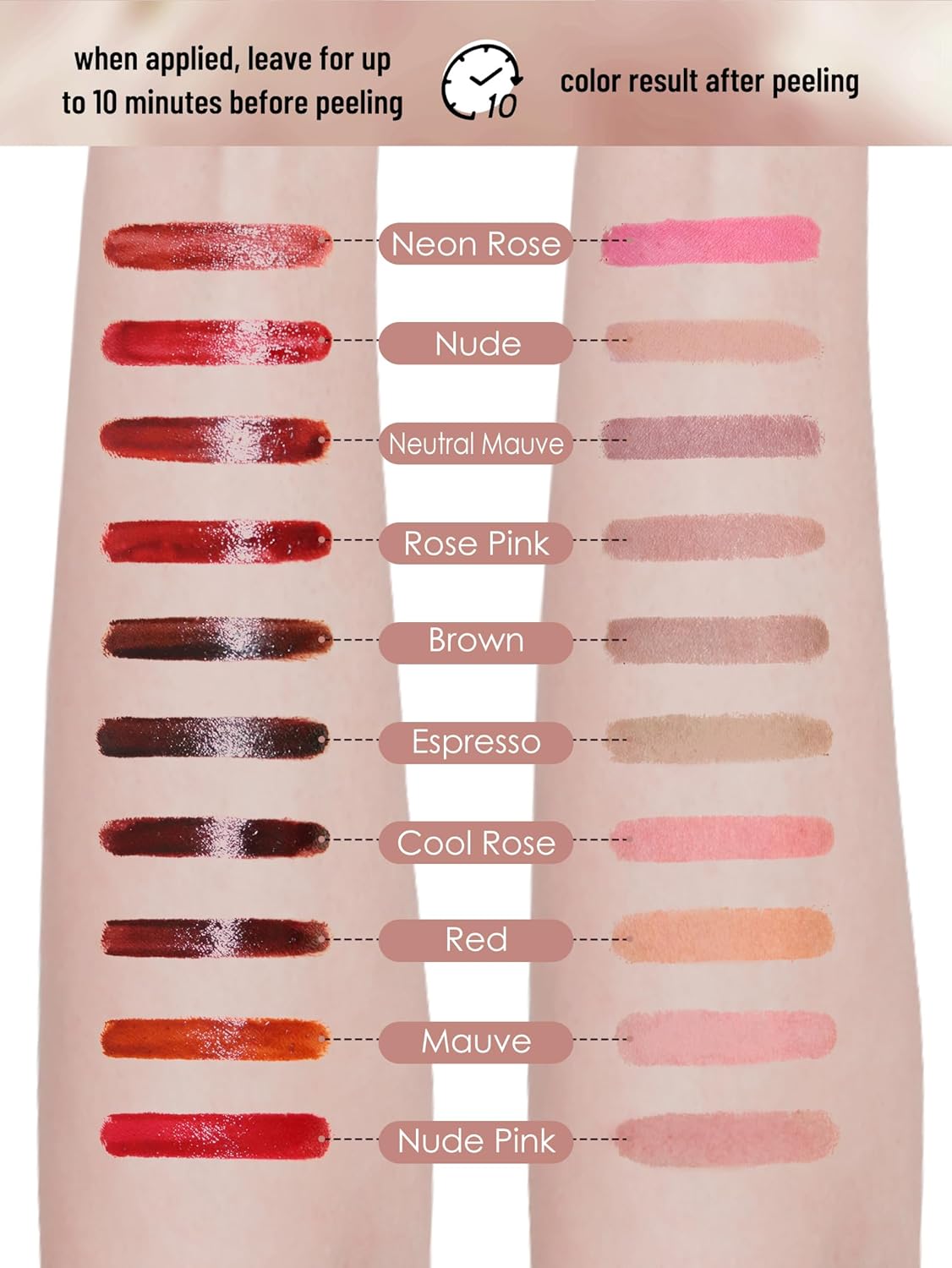 Lip Stain Peel Off Lip Liner Stain with Tweezer, Long Lasting Matte Lip Tint Tattoo, Highly Pigmented Color Lip Makeup, Waterproof Lipstick, Transfer-proof Lipstain for Women, Nude