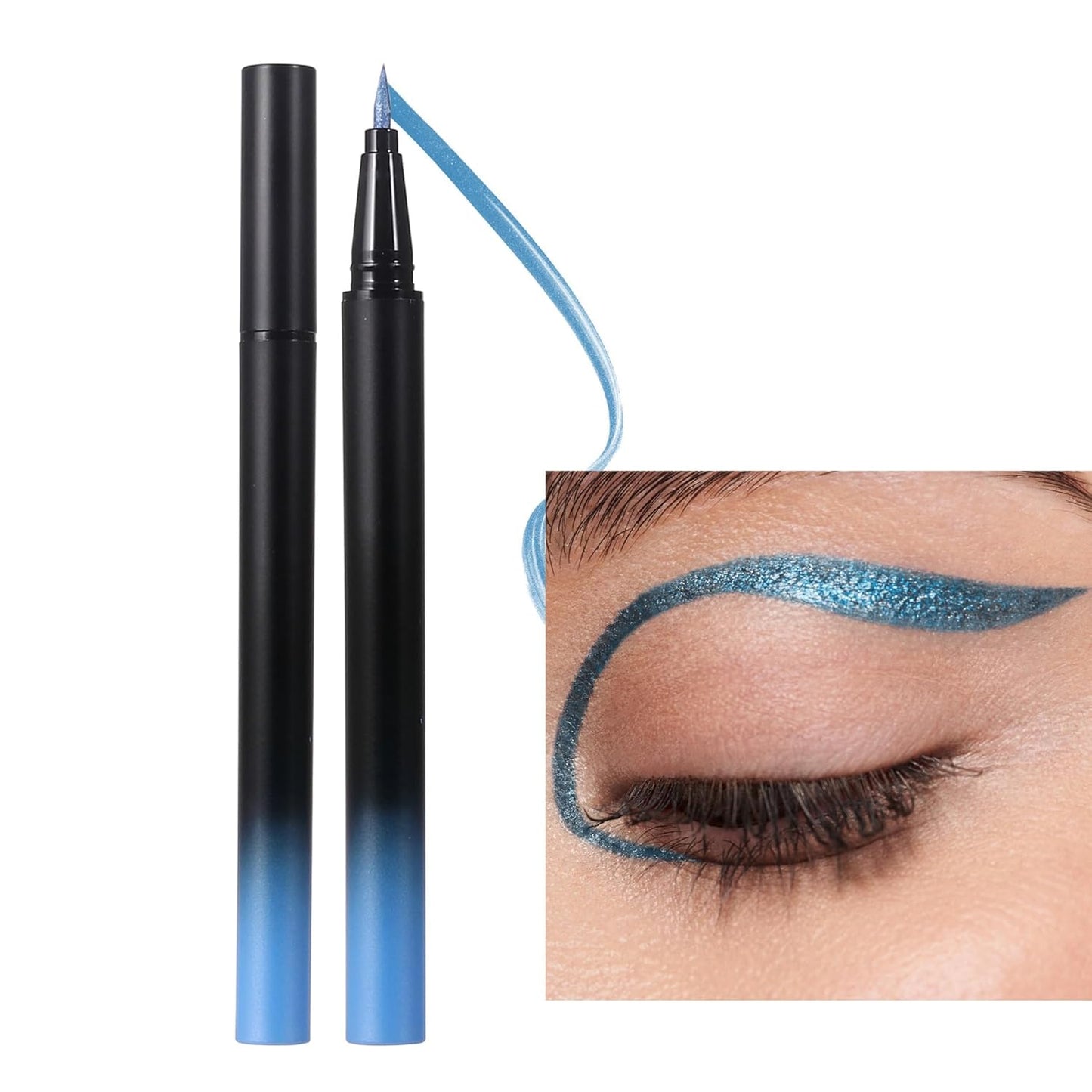 liquid eyeliner waterproof metallic satin finish ink eyeliner pen long lasting high pigmented Sky Blue