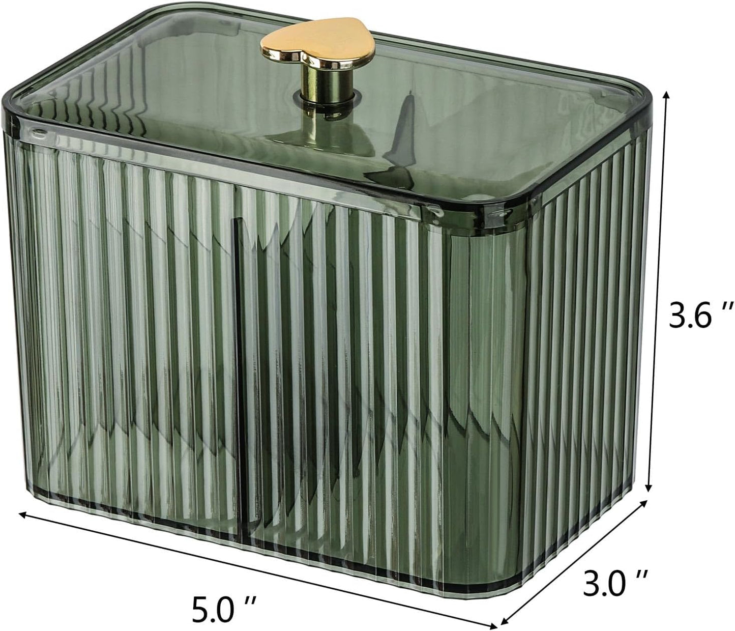 Tbestmax Qtip Holder Dispenser 3-Section Clear Bathroom Organizer Jar 3 Grids Cotton Swab/Pad/Ball Holder Container Cosmetics Storage for Vanity(2 Pack Green)