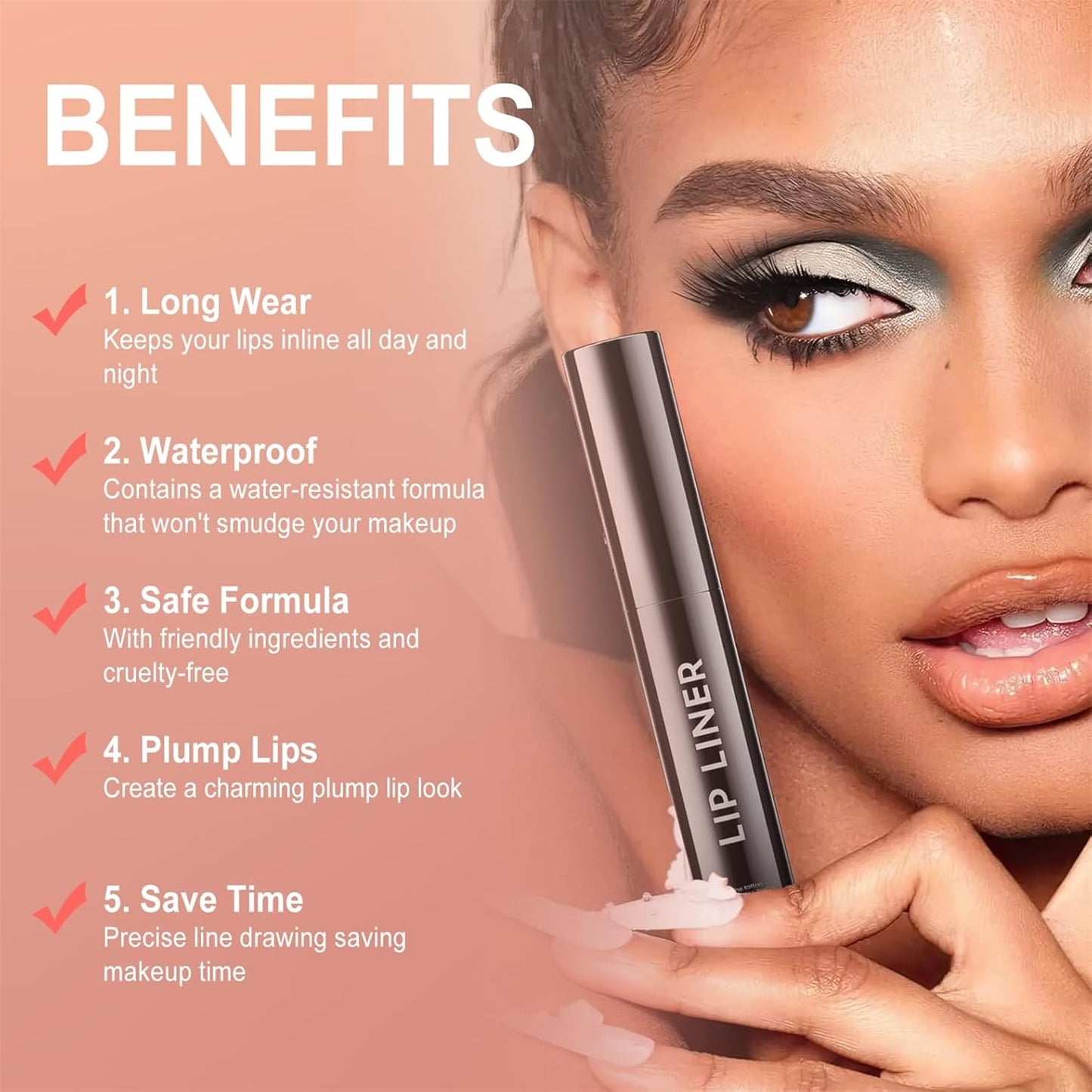 OETUIOW Lip Stain Peel Off, Lip Liner Moisturizing Long-Lasting & Waterproof, Transfer Proof & Plumping, Non-Stick Cup, 2PCS Mauve