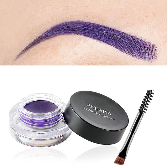MAEPEOR 12 Colors Eyebrow Pomade Full-pigmented Long Lasting Waterproof Eyebrow Cream Gel Filling & Shaping Tinted Eyebrows Enhancers with Brush for Daily or Cosplay (12 Purple)