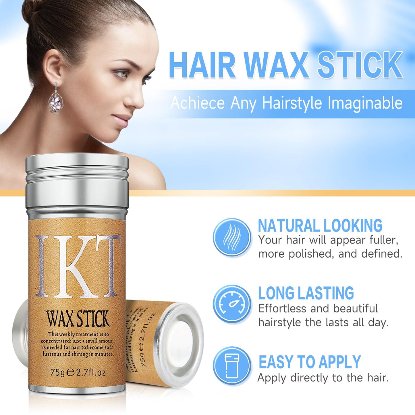 5 Pcs Hair Wax Set for Women & Baby Accessories, Edge Control Slick for Flyaways, Finishing Stick, Styling Comb, Gel for Fixing