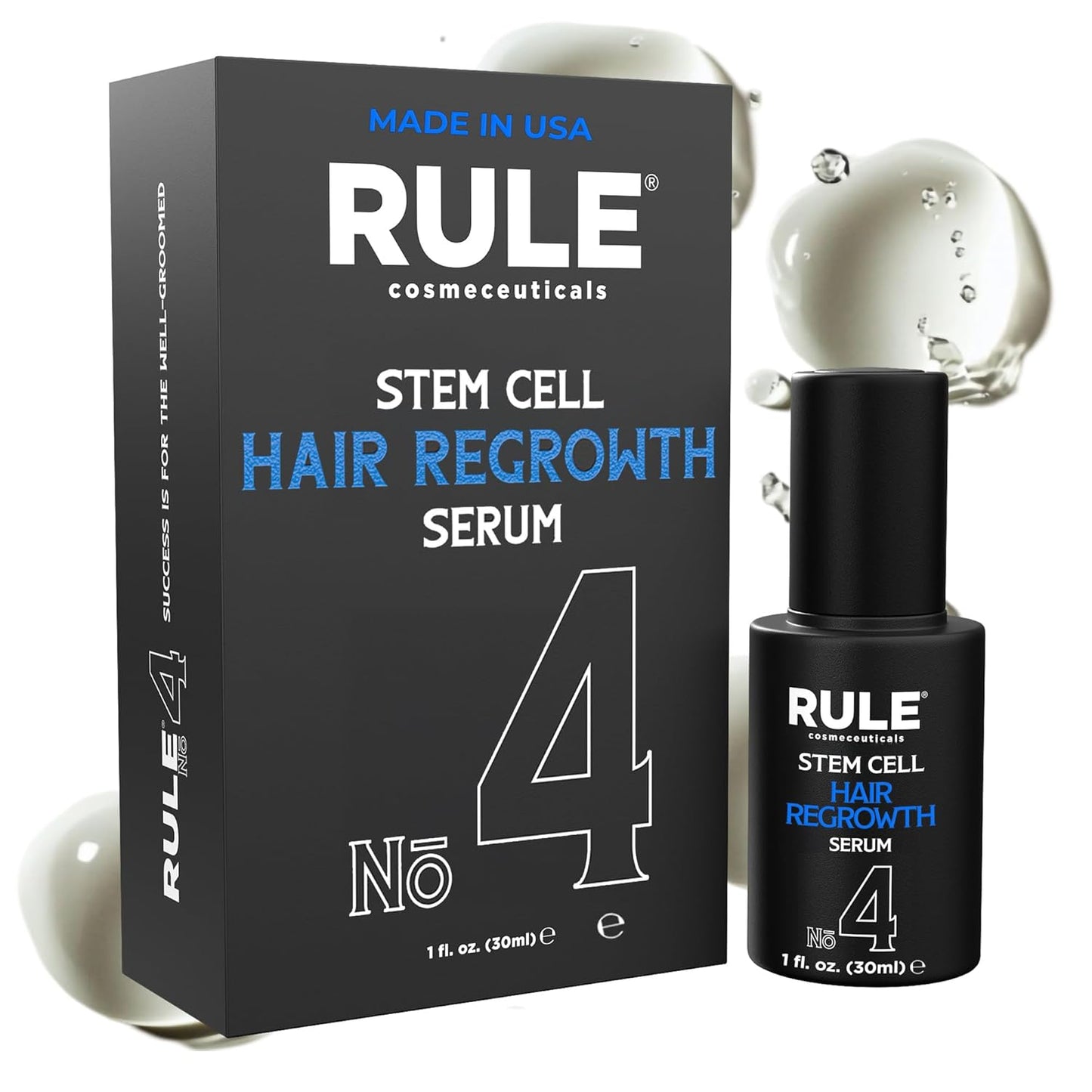 RULE No.4 Stem Cell Hair Growth Serum, Natural Oil with Biotin, Castor Oil & DHT Blocker Saw Palmetto for Thicker Fuller Longer Hair Regrowth, Scalp Serum Hair Loss Treatments for Men & Women