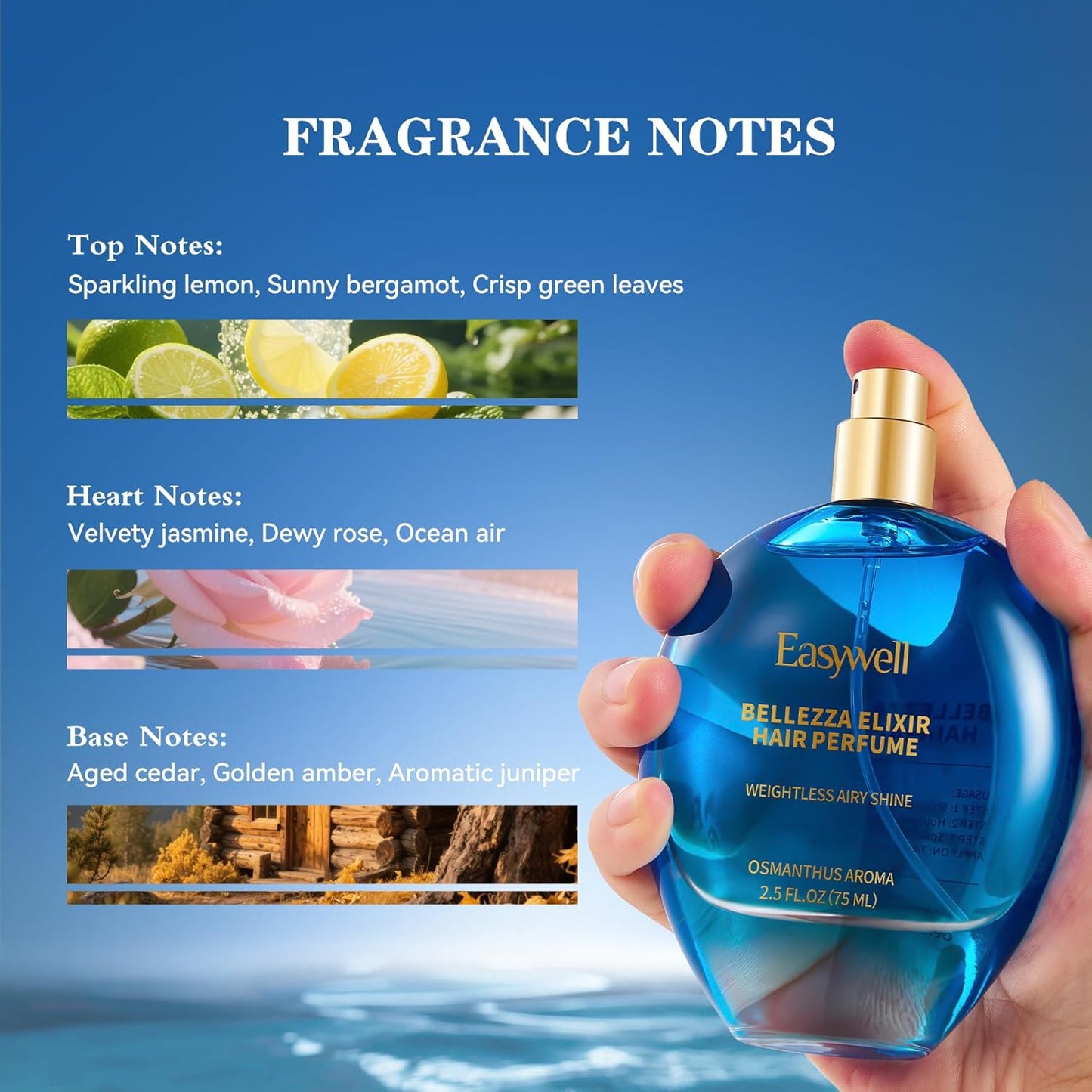 Leave In Conditioner Spray, Hair Perfume for Women, Hair Spray with Vitamin B5, Moisturizing & Nourishing Damaged Hair, Osmanthus Aroma, 2.5 Fl Oz, Present Edition with 2 Additional Mini Samples