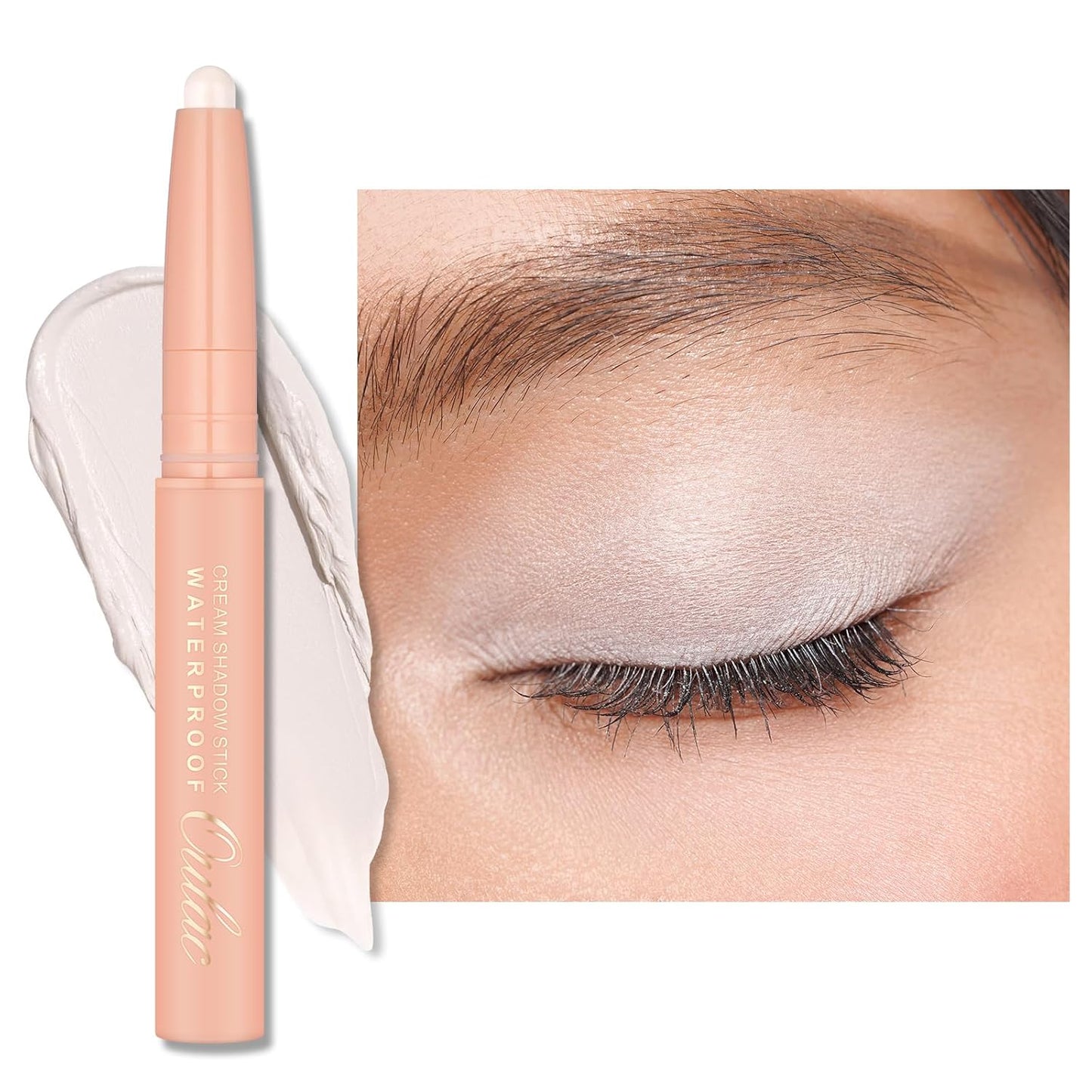 Oulac Milky White Eyeshadow Pencil – Twist-Up Waterproof Crayon, Subtle Shimmer Finish, Vegan & Cruelty-Free, 1.25g, WM04 Heaven's Dance