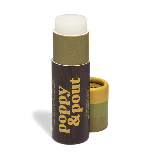 Poppy & Pout Midnight Mint Jumbo Lip Balm | All Natural Lip Balms & Moisturizers | Hydrates with Beeswax, Vitamin E, Organic Coconut Oil | Cruelty-Free | Lip Balm in Recyclable Cardboard Tube