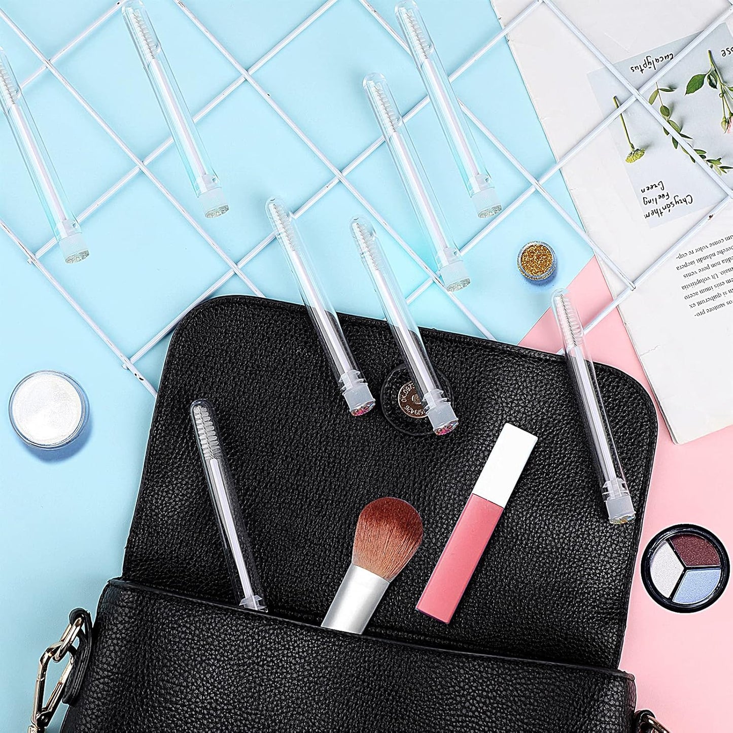 50pcs Lash brush Mascara wands and tubes Spoolies for eyelash extensions Mascara wand tubes scale white