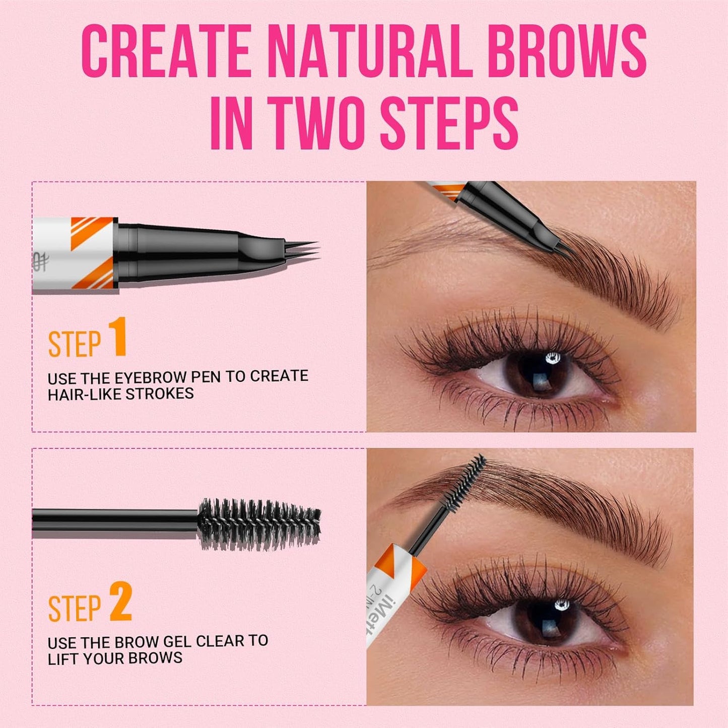 iMethod Curved Eyebrow Pen and Brow Gel Clear - Eyebrow Pencils for Women with Natural Hair Like Strokes, Eyebrow Makeup for All-Day Defined, Waterproof, Smudge-proof, Blonde