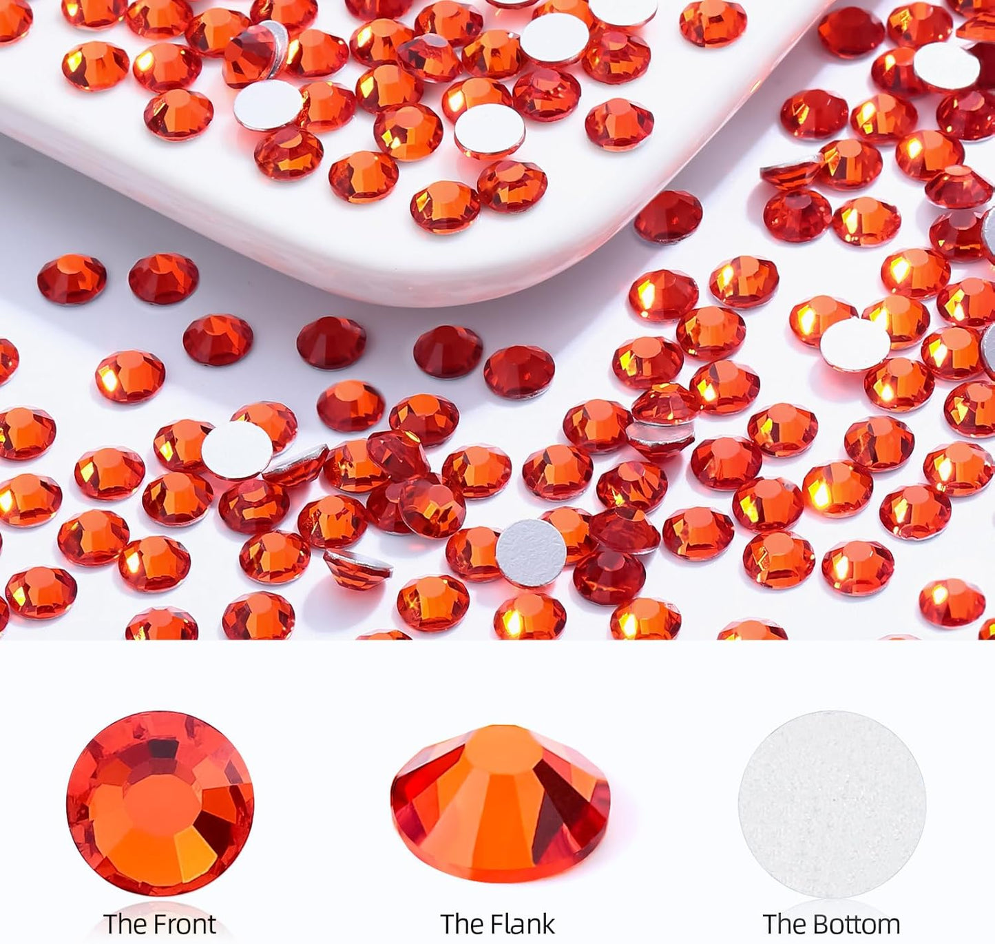 Hyacinth Flatback Rhinestones, Glass Rhinestones for Nail Art and Craft, Glue Fix, Loose Crystal Gemstones(Orange, SS30, 288pcs, 6.4-6.6mm)