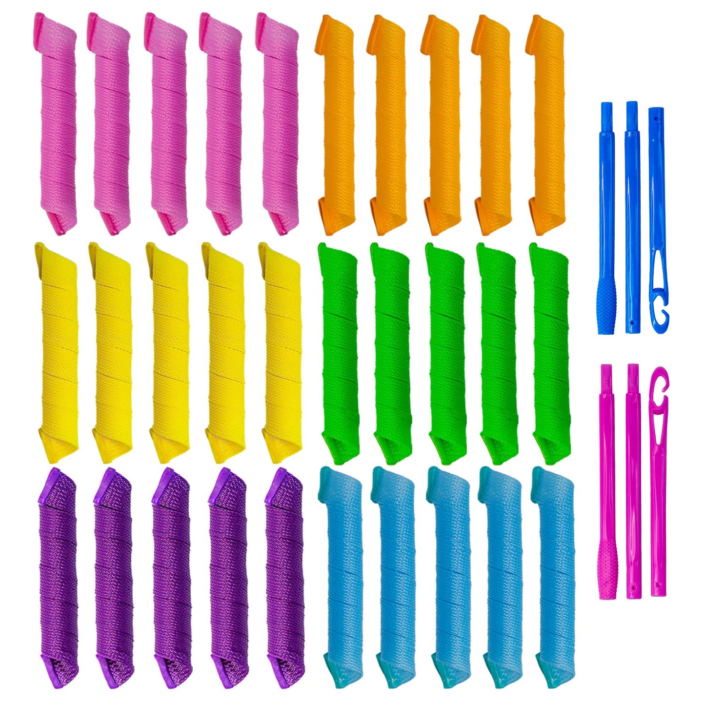 30pcs Heatless Hair Curlers Rollers Spiral Curls Styling Kit with 2 Styling Hooks, No Heat Curlers for Women Girl's Medium and Long Hair17.8”(45 cm)…