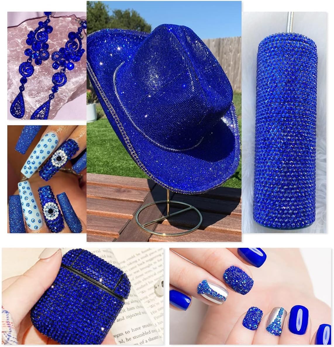 16000PCS Royal Blue AB Resin Rhinestones for Crafting 3mm 4mm 5mm Dark Blue Flatback Jelly Stones Bulk Diamonds Gems Charms for Nails Face Eyes Makeup Tumblers Bottles DIY Crafts Clothes Shoes
