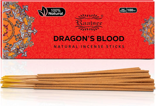 Raajsee Dragon Blood Incense Sticks 100 Gm Pack-100% Pure Organic Natural Hand Rolled Free from Chemicals-for Church,Aroma Therapy,Relaxation,Meditation & Sensual Therapy