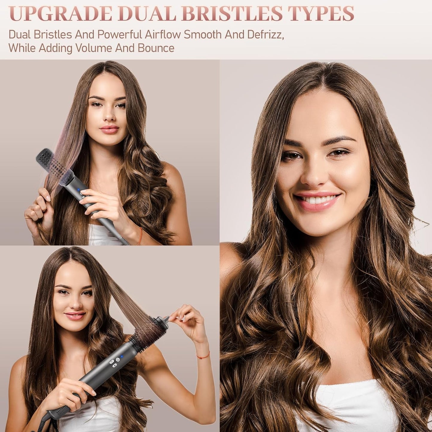 6 in 1 Air Styling & Drying System, Powerful High Speed Hair Dryer Brush & Multi-Styler with Auto Wrap Curlers,Hair Straightener Brush,Round Volumizing Brush,Soft Smoothing Brush