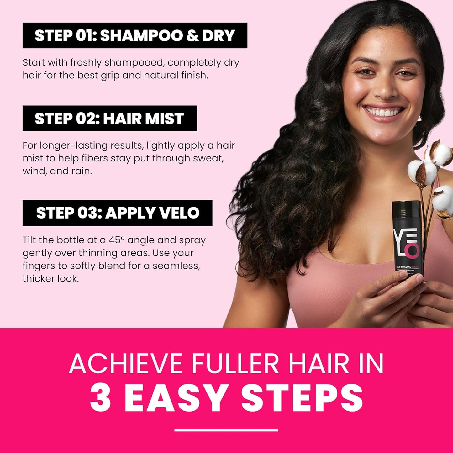 VELO Hair Building Fibers for Thinning Hair – BLONDE Hair Fibers for Men & Women – Covers Bald Spots, Hairline Powder, Hair Thickening Fibers – Hair Filler Powder for Fuller-Looking Hair – 30g