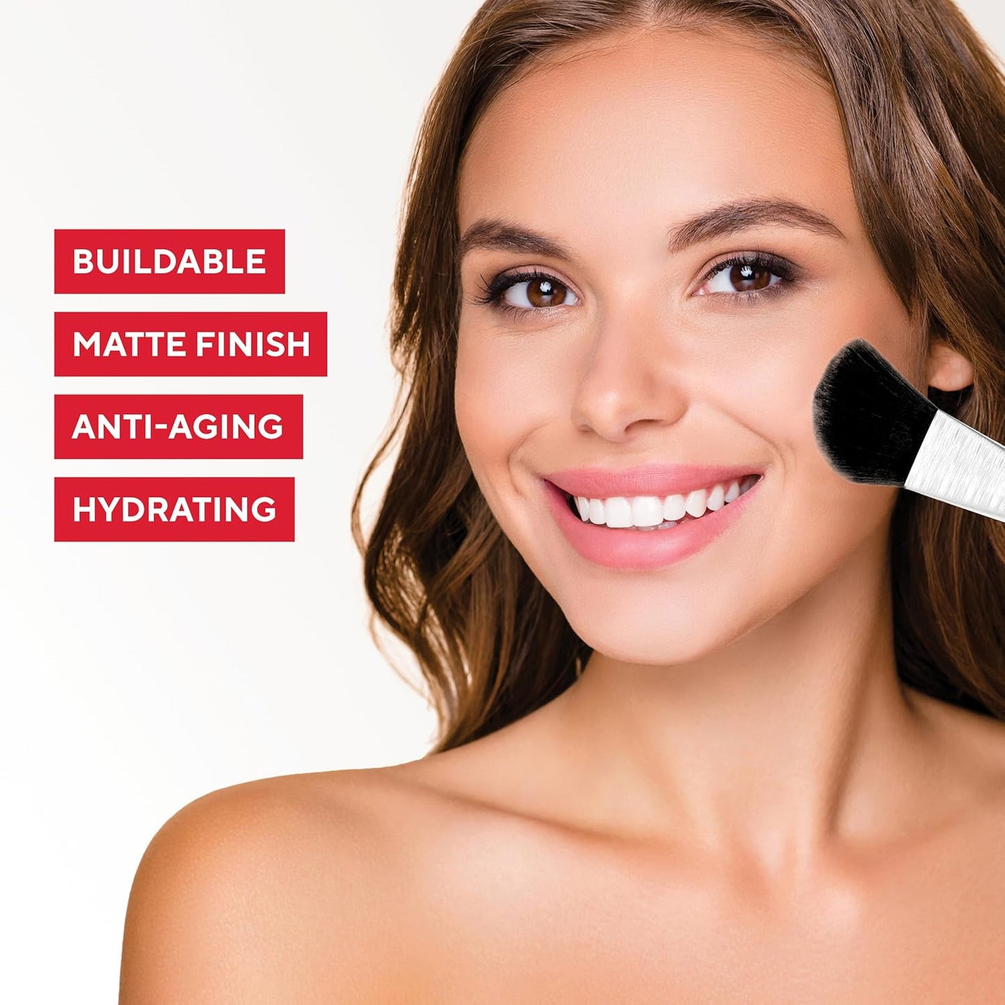 Mirabella Invincible All-in-One Foundation & Setting Powder - Buildable Mineral Blurring Powder Foundation for All Skin Types - HD Matte Finish - Light L8