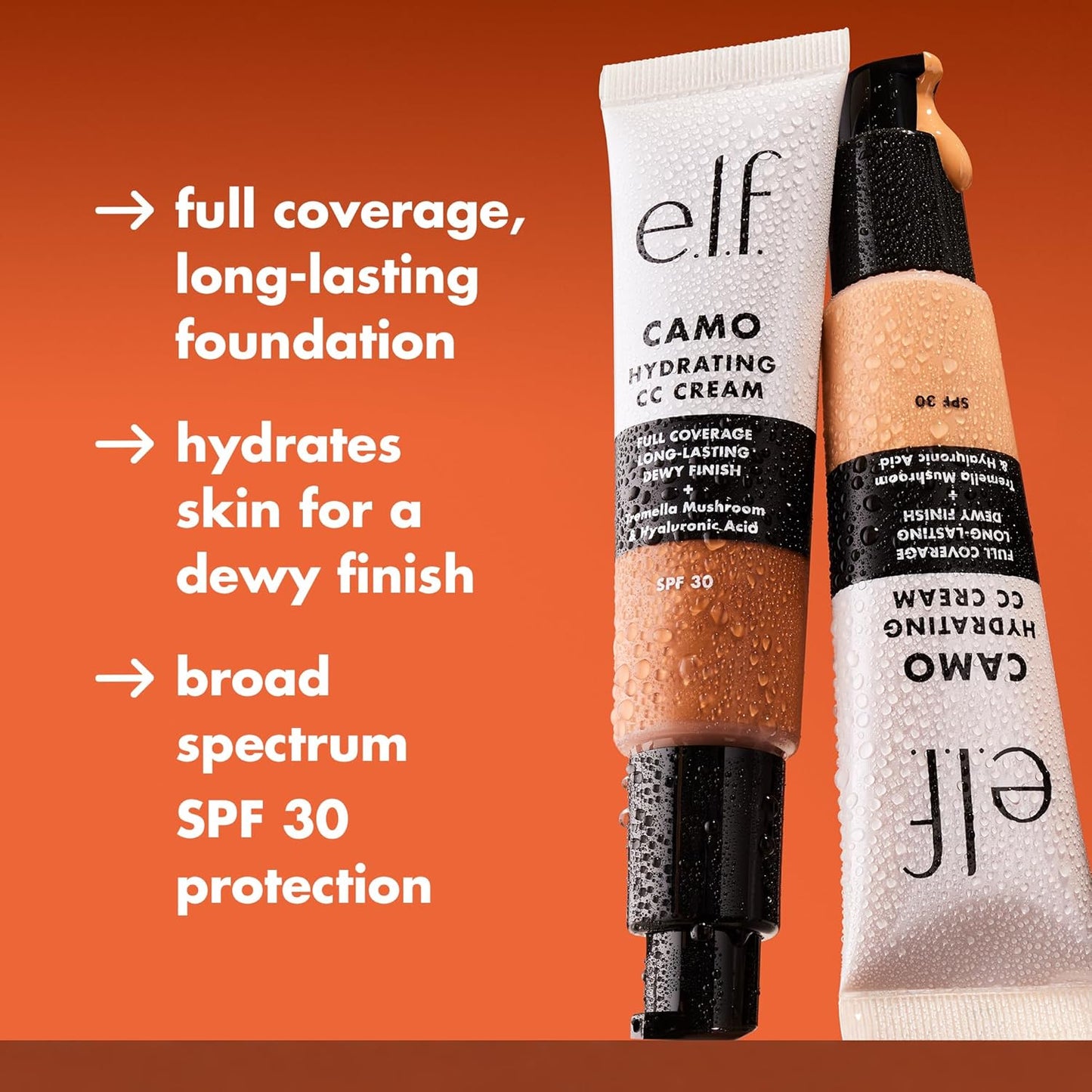 e.l.f. Hydrating Camo CC Cream, SPF 30, Color Correcting Full Coverage Foundation For A Dewy Finish, Vegan & Cruelty-Free, Medium 370 N