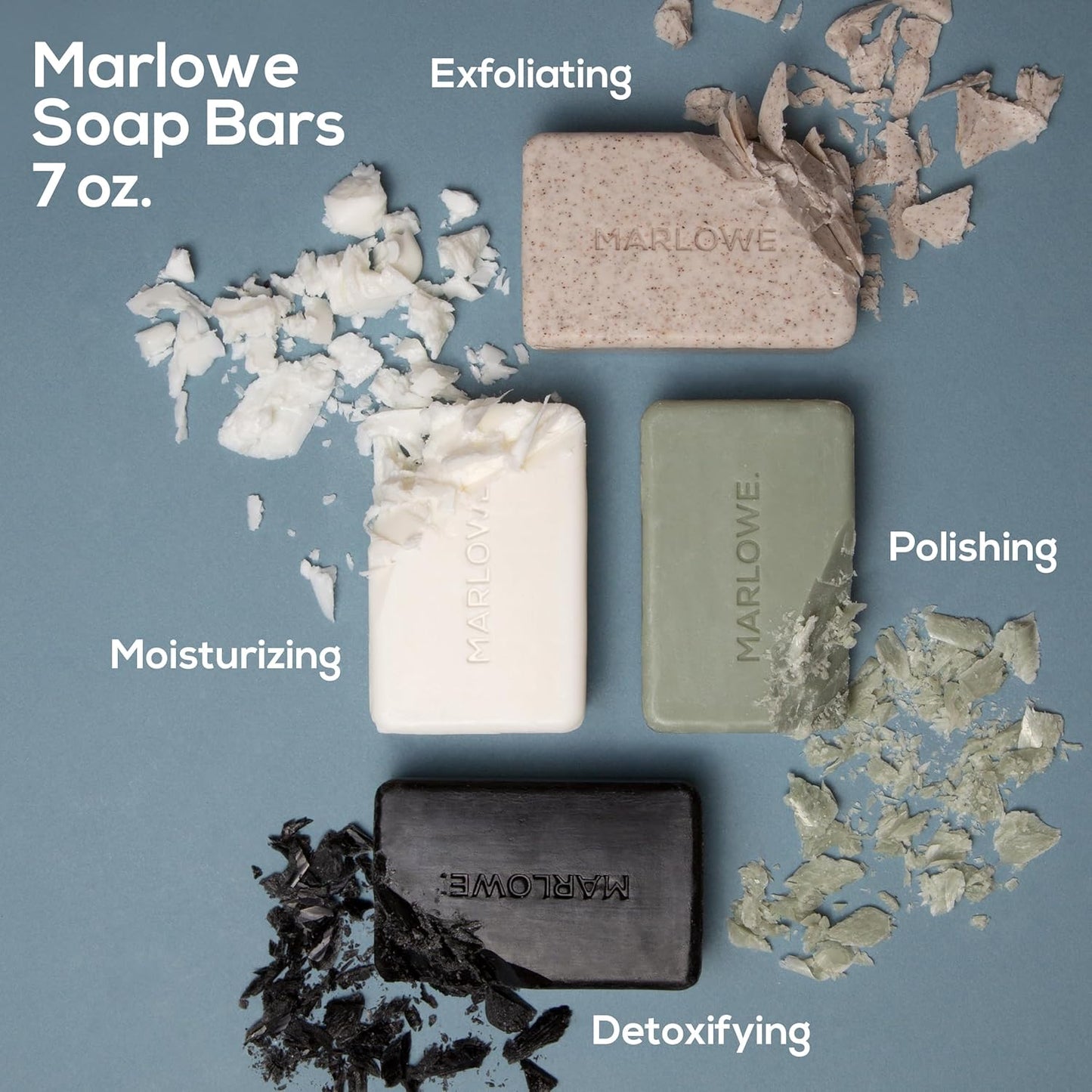MARLOWE. No. 102 Body Scrub Soap 7 oz (6 Bars), Oud Wood, Exfoliating Soap Bar with Shea Butter, Olive Oil & Green Tea Extracts, Cleanses, Smooths & Revitalizes Skin, Earthy & Smoky Scent
