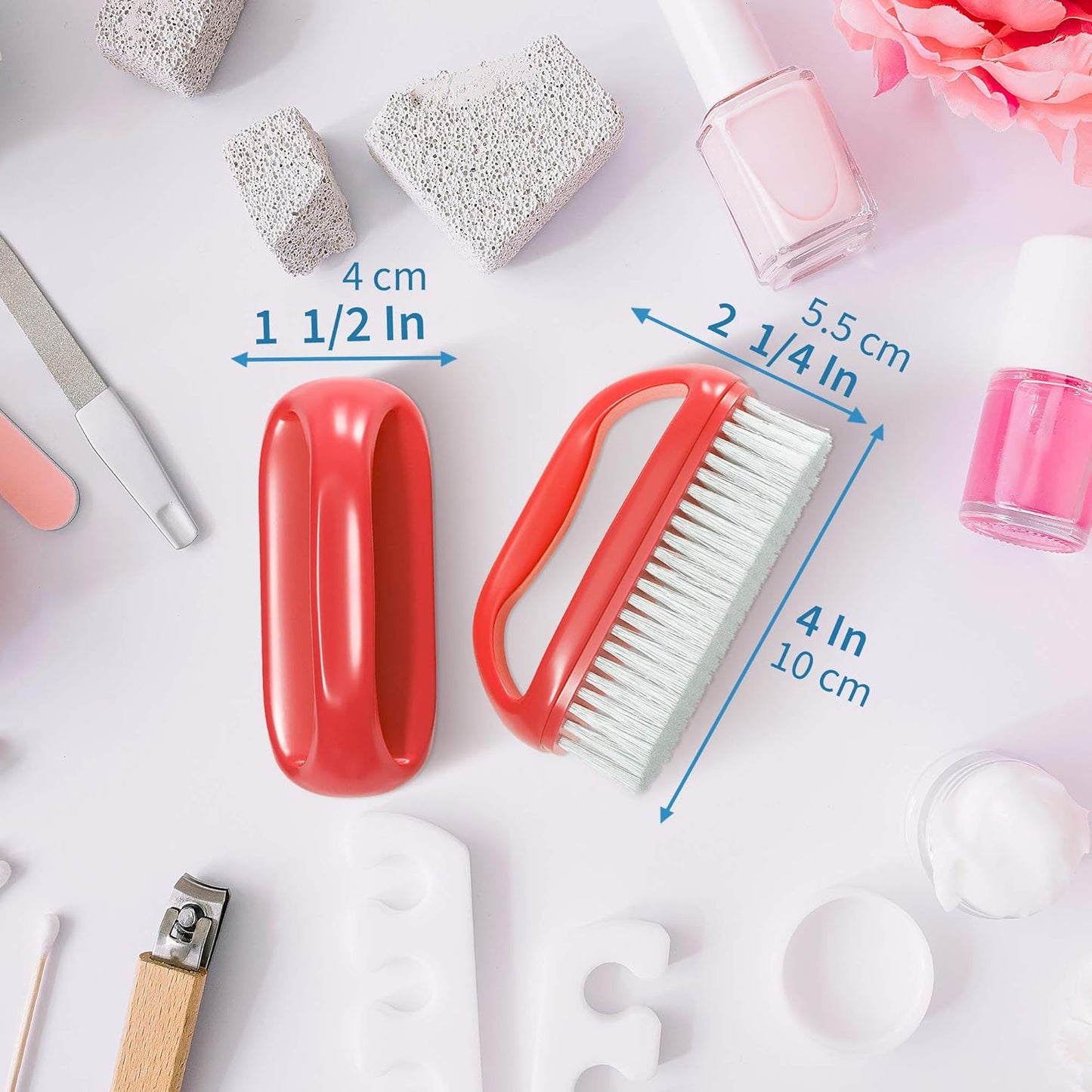 Konex Perfect-Grip Large Hand and Nail Brush 4" X 2-1/4" X 1-1/2" (Red)