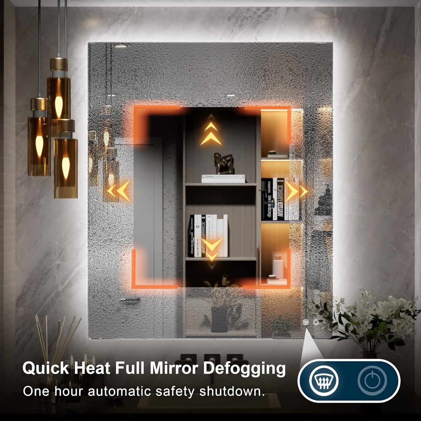 TETOTE 30x36 Inch LED Backlit Bathroom Mirror with Lights,Anti-Fog,Dimmable Lighted Mirror(Horizontal/Vertical) Wall Mounted Vanity Mordern Mirror