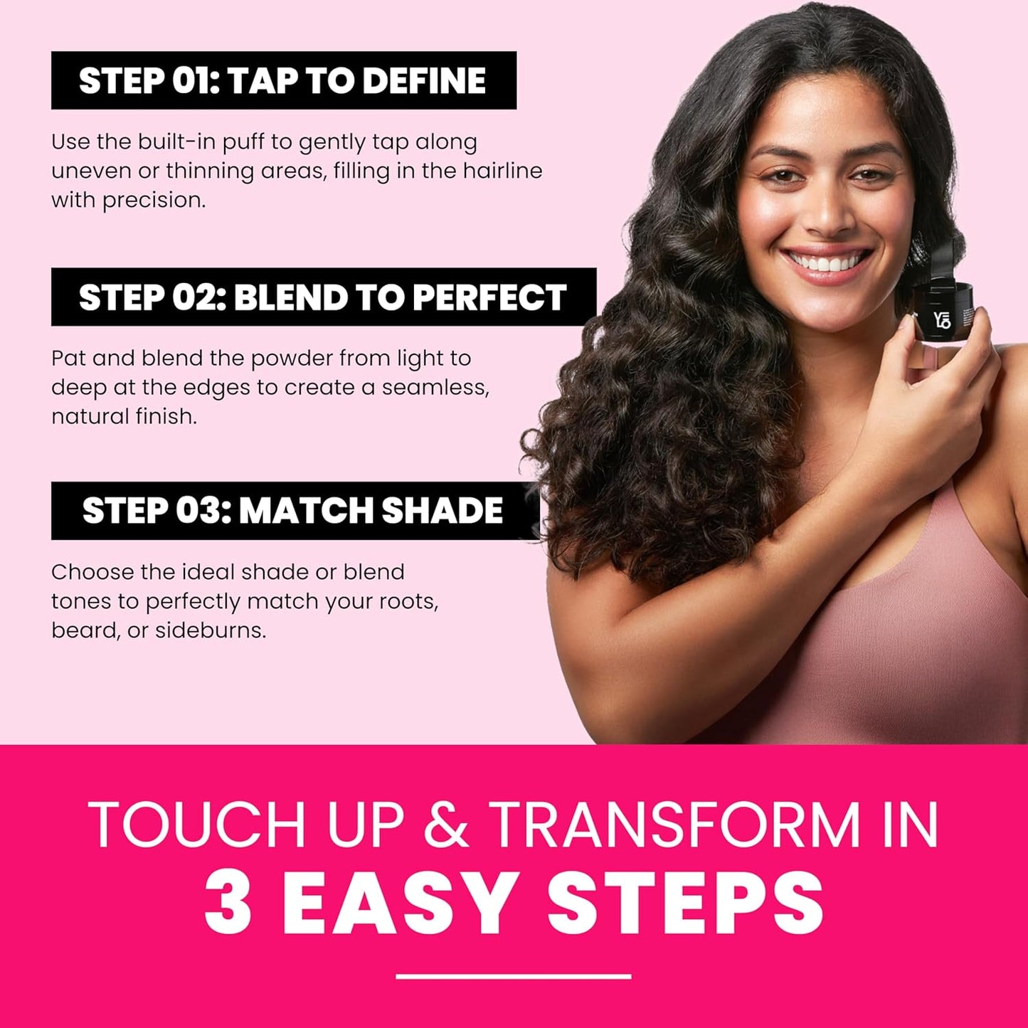 VELO Hairline Powder–GRAY Hair Root Touch Up Powder for Women & Men–Instantly Covers Gray Hair, Thinning Hair & Bald Spots–Sweatproof Root Cover Up–Puff & Mirror Compact, 13 Shades