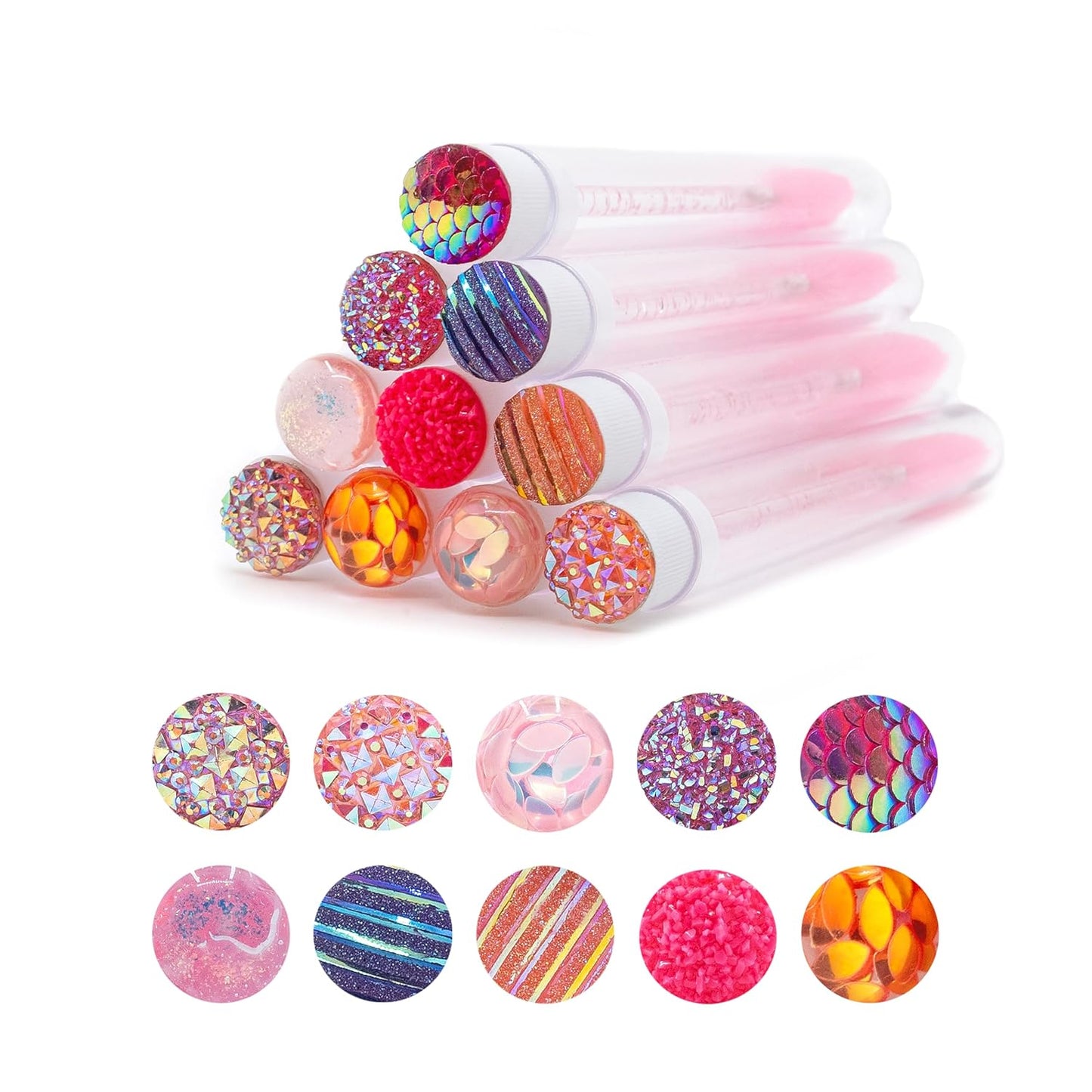 i-Laesh 20 Pcs Lash Brush Eyelash Brushes for Eyelash Extensions Spoolies Cleaning Mascara Wands Tube Diamond Disposable Makeup Tool Applicator Set Sanitary Extension Supplies (Pink Mix)