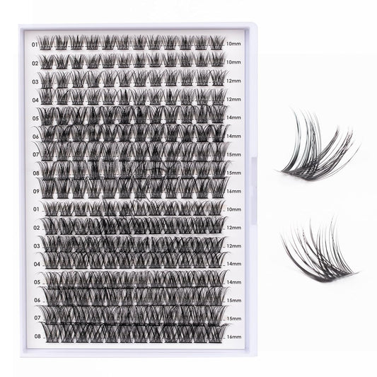 Lash Clusters 204 Pcs Individual Lashes Clusters Eyelash Extensions False Eyelashes DIY Lash Extension Kit Reusable False Eyelashes Natural Look Mix 10-16mm C D Curl(DM01+DM17)