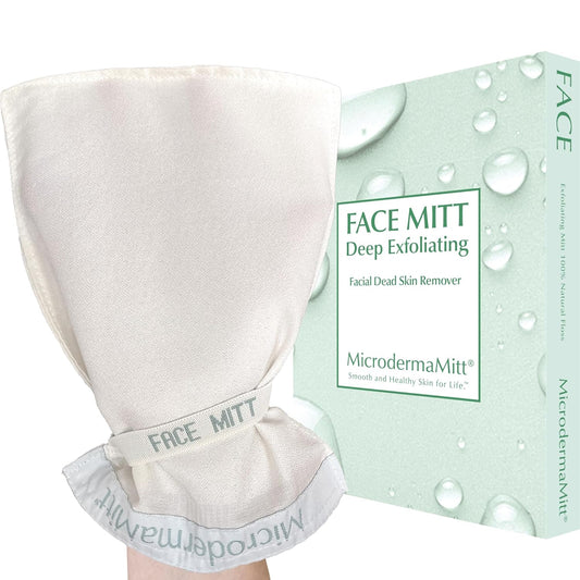 MicrodermaMitt Deep Exfoliating Mitt Scrub for Face, Lips & Neck - Dead Skin & Blackheads Remover - Gentle Facial Scrubber - Exfoliator Glove for Shower - Women Skin Care