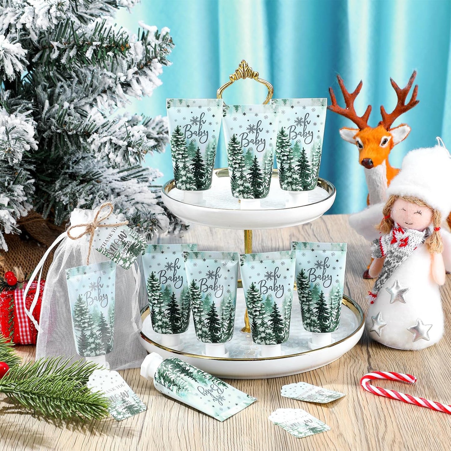 48 Sets Baby Shower Hand Cream Party Favors for Guests Gift Bulk Travel Size Hand Lotion Set for Baby Shower Wedding Christmas(Forest Baby)