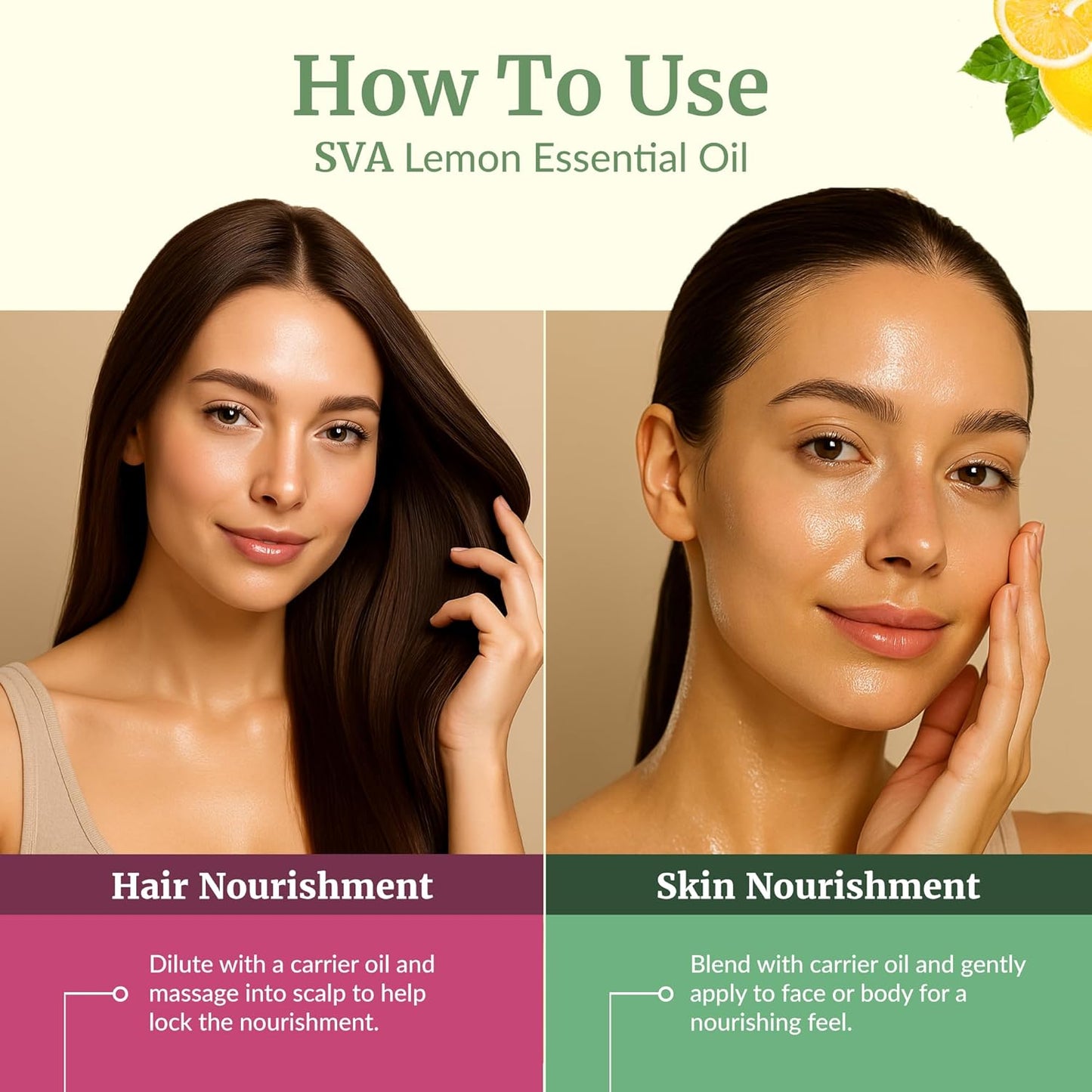 SVA Lemon Essential Oil – 4 Fl Oz – 100% Natural Lemon Oil - for Diffuser, Hair Care, Face, Skin Care, Aromatherapy, Scalp and Body Massage, Soap and Candle Making – with Dropper