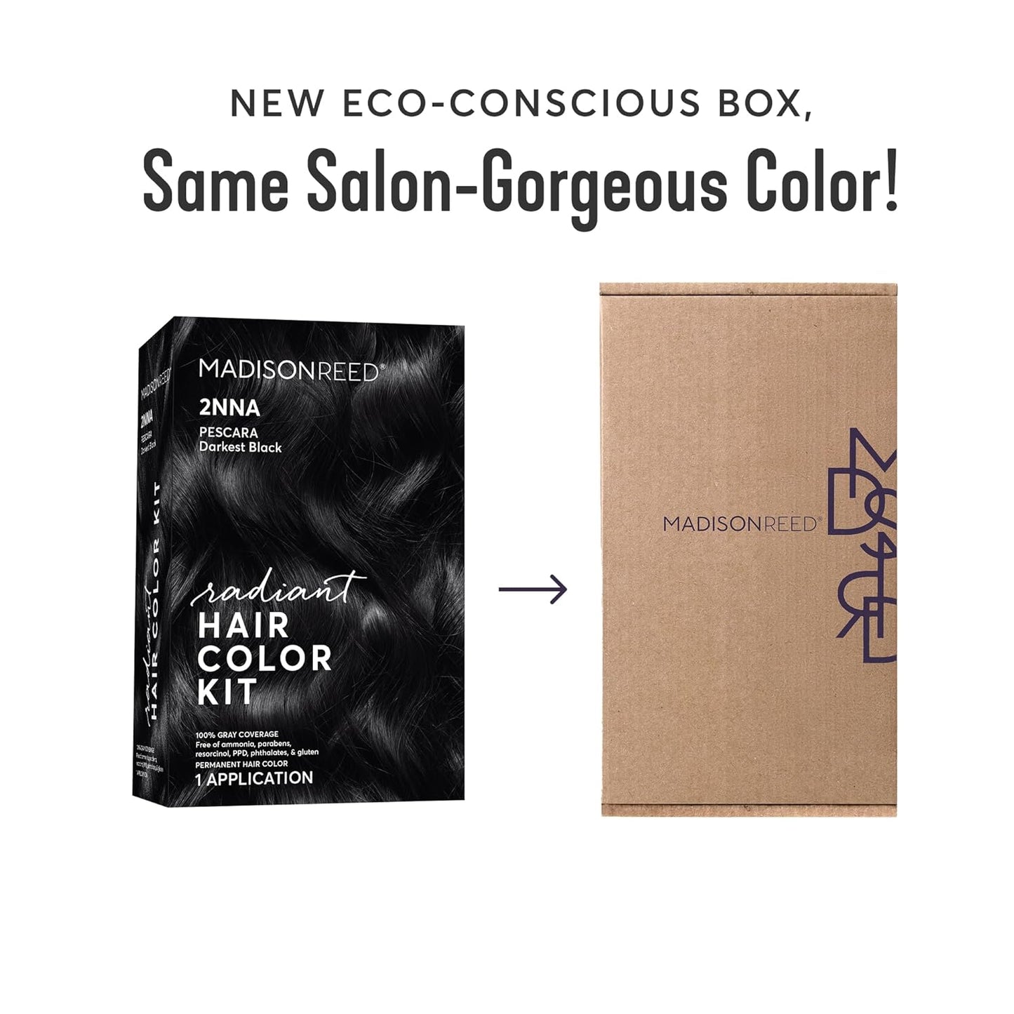 Madison Reed Radiant Hair Color Kit | 2NNA Darkest Cool Black with Ash Undertones (Pescara Black) for 100% Gray Hair Coverage | Dimensional Permanent Hair Dye | PPD-Free & Ammonia-Free | 2 Pack