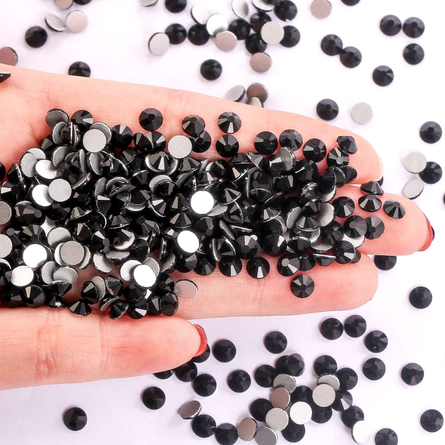 1440Pcs Black Crystal Rhinestones,Glass Flatback Rhinestones Gemstones for Nail Face Makeup Art Crafts Clothes Decoration -(SS20,4.8mm,Black)
