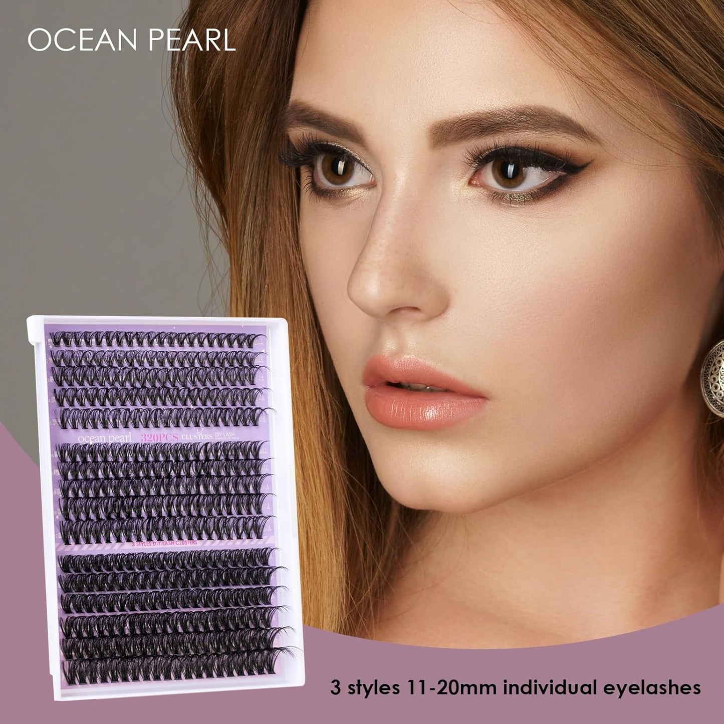 Ocean Pearl Lash Clusters 320PCS Natural Individual Lashes 11-20MM 30D 40D 60D Thick Volume Eyelash Extensions Soft Eyelashes D Curl Eyelash Clusters DIY Lash Extension-30+40+60D
