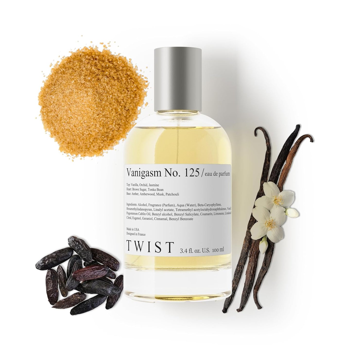 Twist Vanigasm No. 125 - Eau De Parfum Inspired by Kayal. Vanilla 28, Long-Lasting Perfume For Women & Men, Brown Sugar & Vanilla, Vegan, Clean Ingredients, Unisex, Fragrance - 100 ml | 3.4 fl. oz.