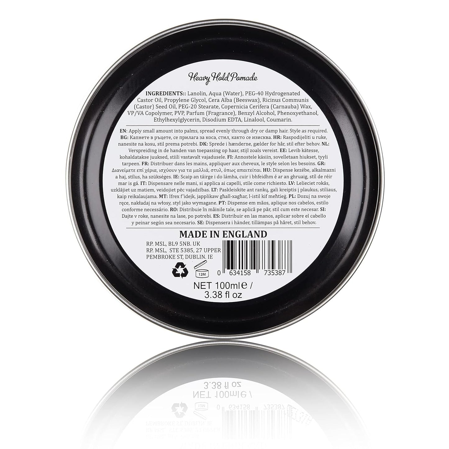 Heavy Hold Pomade By Dapper Dan, Superior Hold, Petrolatum Free, No Build Up, Liquorice & Vanilla Fragrance 100ml