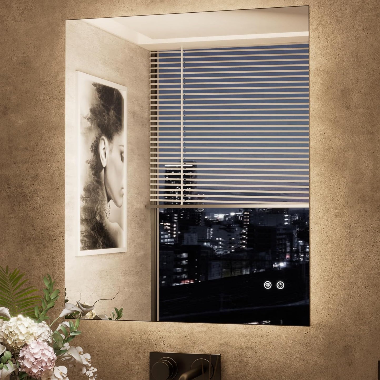 TETOTE 30 x 36 Inch LED Backlit Bathroom Mirror with Lights, 3Color White/Warm/Natural, Anti-Fog Lighted Mirror,Dimmable,Vanity Mirror,Wall Mounted