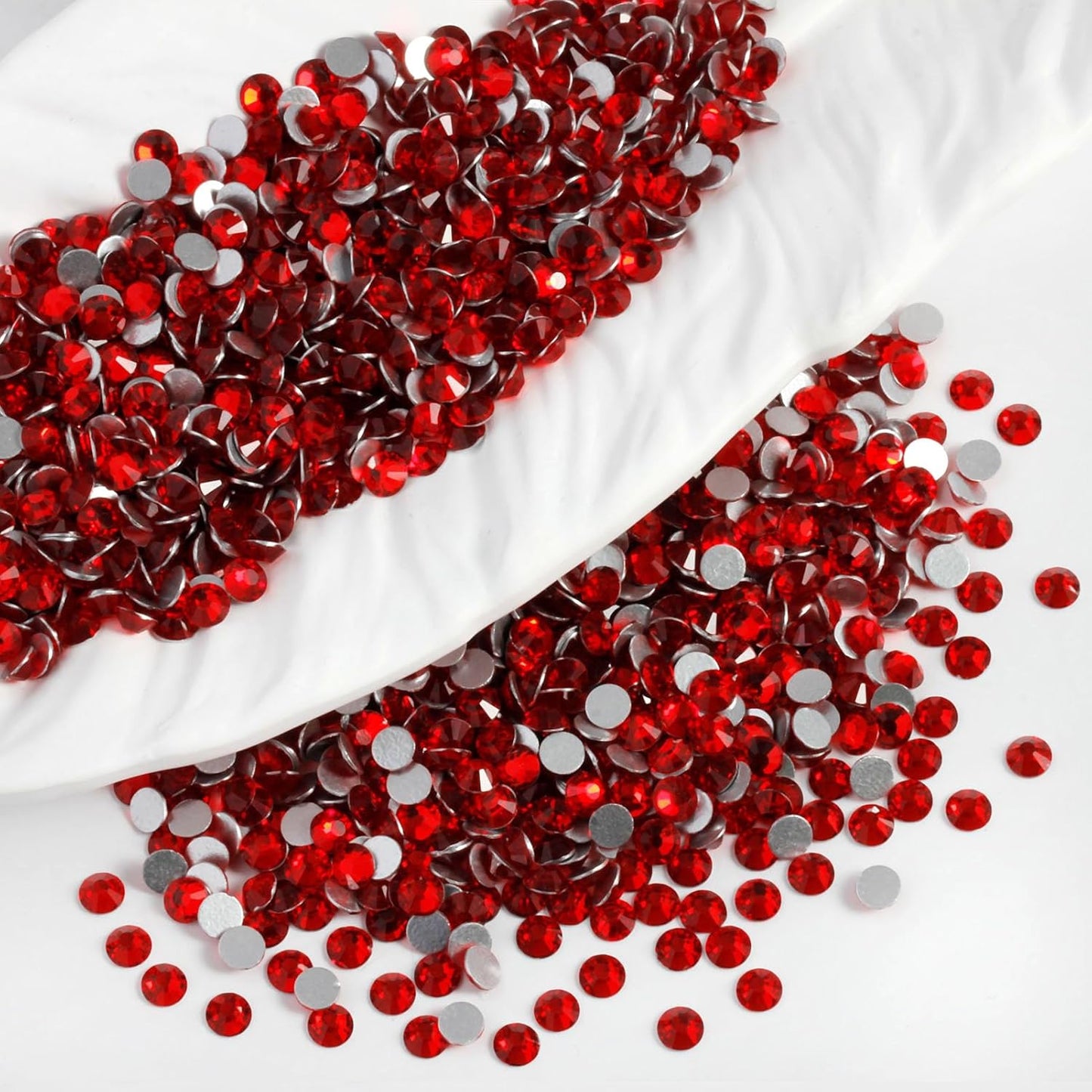 2000PCS SS12 Flatback Rhinestones | 12-Facet Diamond-Cut Glass Gems for Nail Art, Clothing, DIY Crafts |Glue-On Decoration Stones with Silver Backing(Siam)