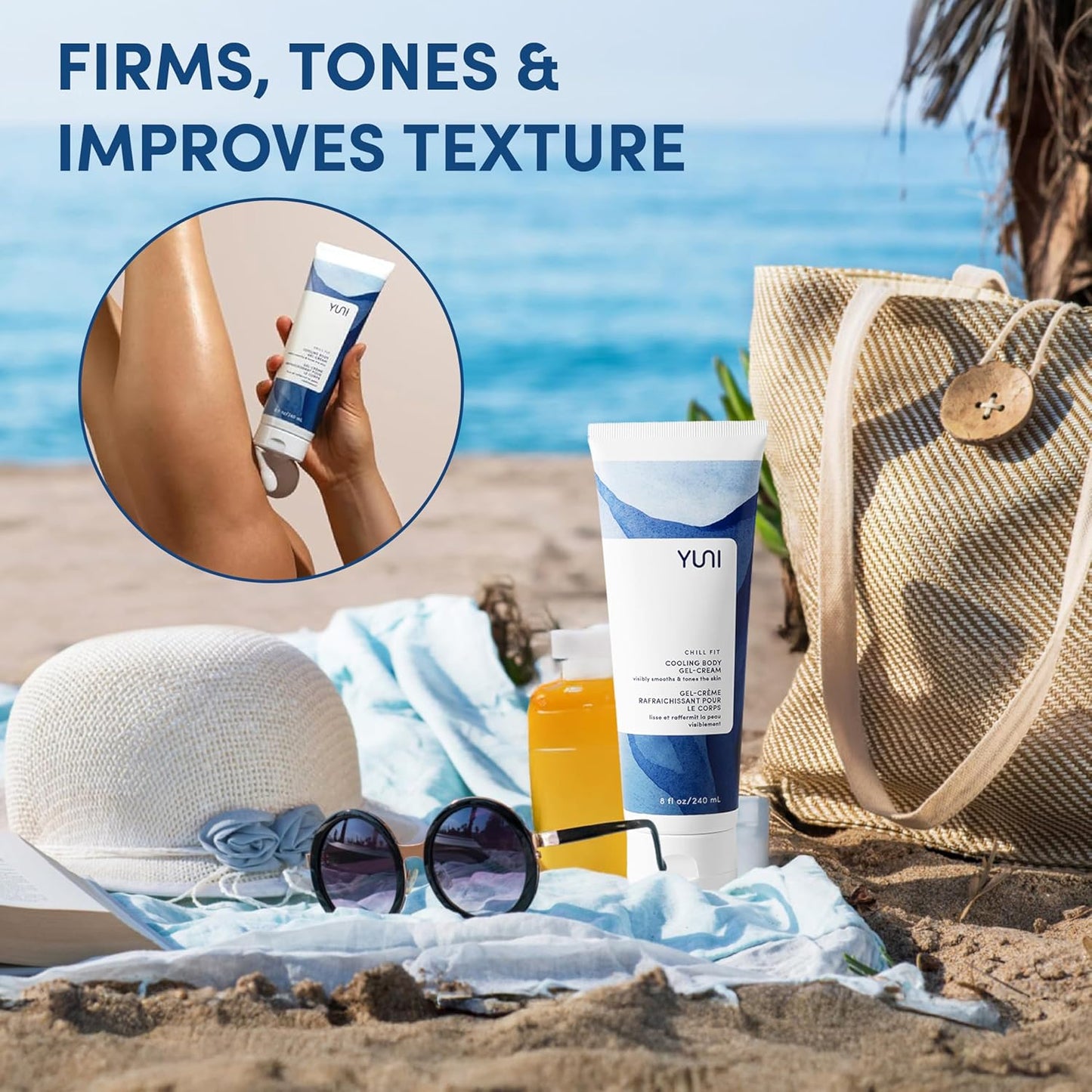 YUNI Beauty Body Gel-Cream – Hydrating Skincare – Cooling Gel – Tones & Firms – Soothing Cream – Post-Workout Body Cream & Moisturizer – Vegan – 8 fl oz