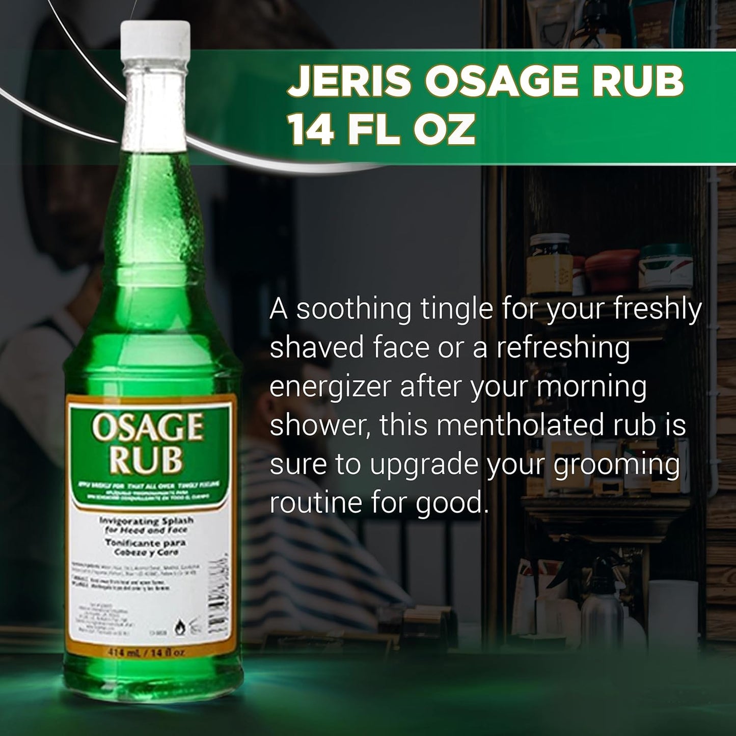 Clubman Jeris Osage Rub Professional Size - 14 fl oz Hair Tonic for Men, Refreshing and Invigorating Experience, Perfect for Men's Grooming Needs