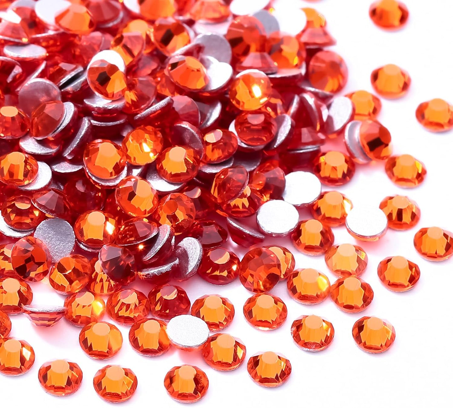 Hyacinth Flatback Rhinestones, Glass Rhinestones for Nail Art and Craft, Glue Fix, Loose Crystal Gemstones(Orange, SS4, 1440pcs, 1.5-1.7mm)