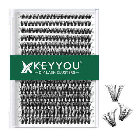 Lash Clusters 300pcs Individual Lashes 40D 0.07C Curl 9-18MIX DIY Eyelash Extension KEYYOU Large Tray Volume Soft&Natural Cluster Lashes(40D-0.07C,9-18MIX）
